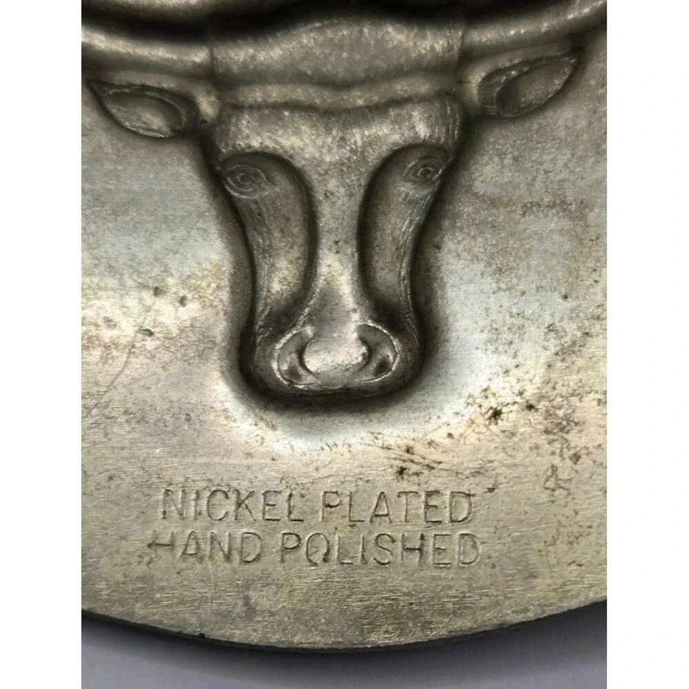 Texas Longhorn Belt Buckle Nickel Silver 3 1/2” X 2 1/4”